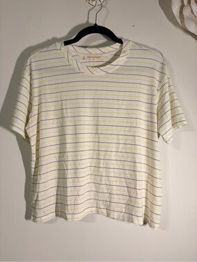 78&Sunny White Tee with Thin Green Stripes